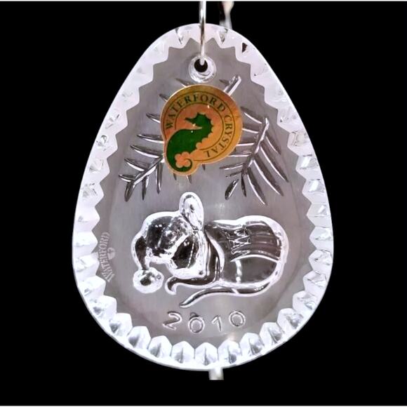 Waterford 2010 Sleeping Mouse Crystal Ornament w/Enhancer -- orig. box - Picture 1 of 6